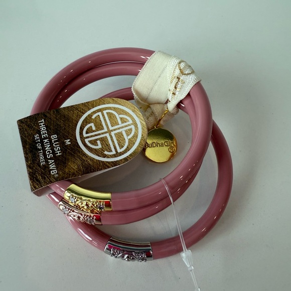 NEW BudhaGirl Three Kings All Weather Bangles – Blush | Medium | Set of 3 - Picture 6 of 6